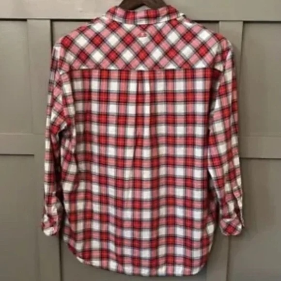 Barbour Hauxley Shirt Button Down Roll Tab Sleeves Cloud & Flame Plaid Size 6 - Picture 6 of 9